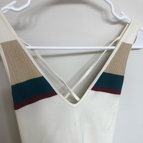 Cream/white green maroon and gold sparkle bodysuit - Picture 5 of 5